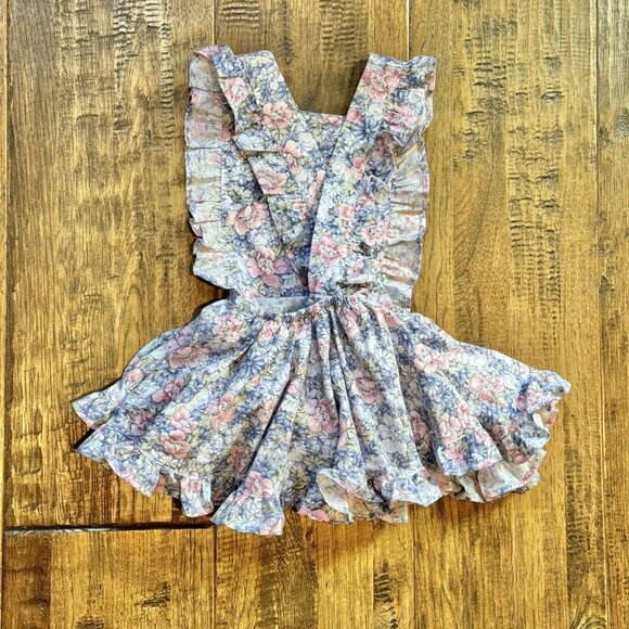 Numi Pink & Blue Floral Pinafore 3T - Picture 6 of 8